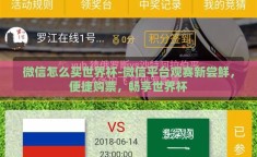 微信怎么买世界杯-微信平台观赛新尝鲜，便捷购票，畅享世界杯