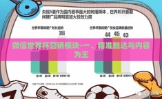 微信世界杯营销模块-一、精准触达与内容为王