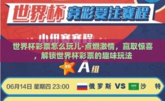 世界杯彩票怎么玩儿-点燃激情，赢取惊喜，解锁世界杯彩票的趣味玩法