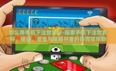 怎么用手机下注世界杯-探索手机下注世界杯，便捷、安全与策略并重的体育娱乐新方式