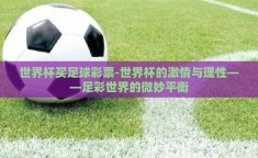 世界杯买足球彩票-世界杯的激情与理性——足彩世界的微妙平衡