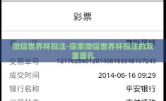 微信世界杯投注-探索微信世界杯投注的双重面孔