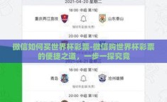 微信如何买世界杯彩票-微信购世界杯彩票的便捷之道，一步一探究竟