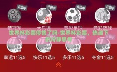 世界杯彩票停售了吗-世界杯彩票，热潮下的冷静思考