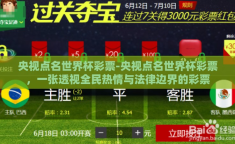 央视点名世界杯彩票-央视点名世界杯彩票，一张透视全民热情与法律边界的彩票