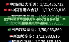 世界杯彩票中国中奖率-探究世界杯彩票，中国中奖概率与期待