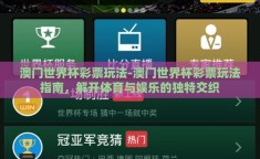 澳门世界杯彩票玩法-澳门世界杯彩票玩法指南，解开体育与娱乐的独特交织