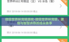 微信世界杯竞猜游戏-微信世界杯竞猜，激情与智慧并存的指尖赛事