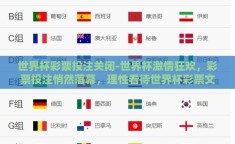 世界杯彩票投注关闭-世界杯激情狂欢，彩票投注悄然落幕，理性看待世界杯彩票文化