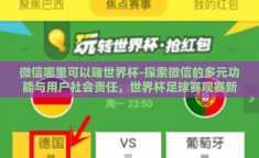 微信哪里可以赌世界杯-探索微信的多元功能与用户社会责任，世界杯足球赛观赛新体验