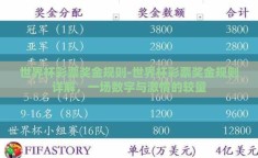 世界杯彩票奖金规则-世界杯彩票奖金规则详解，一场数字与激情的较量