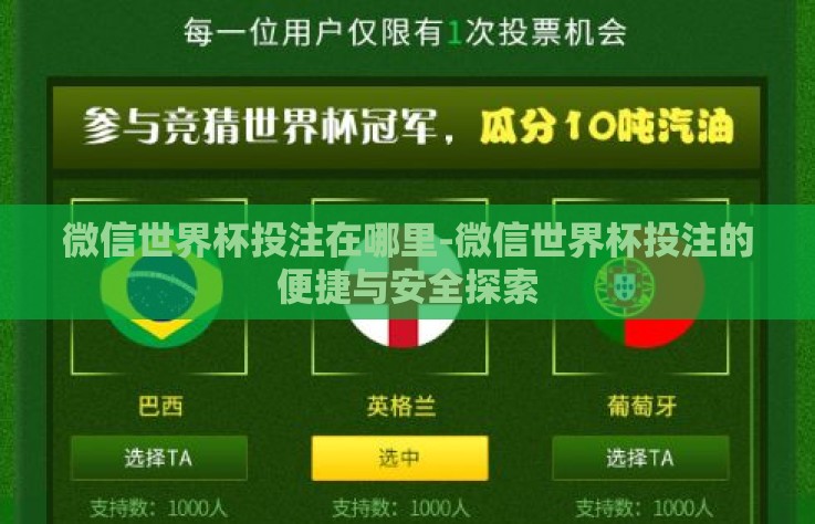 微信世界杯投注在哪里-微信世界杯投注的便捷与安全探索