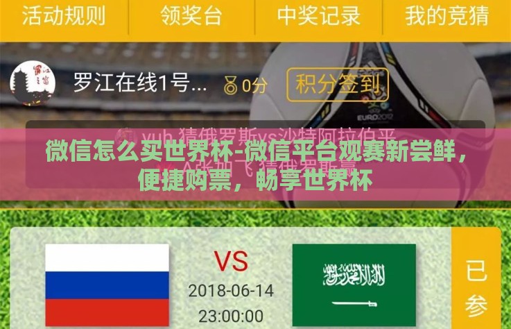 微信怎么买世界杯-微信平台观赛新尝鲜，便捷购票，畅享世界杯