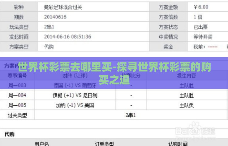 世界杯彩票去哪里买-探寻世界杯彩票的购买之道 世界杯彩票去哪里买-探寻世界杯彩票的购买之道