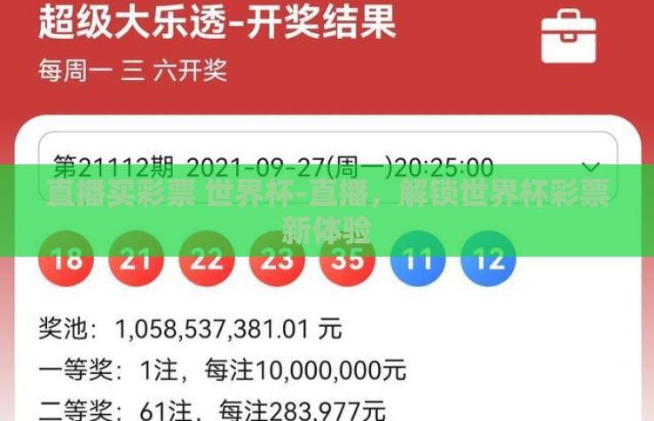 直播买彩票 世界杯-直播，解锁世界杯彩票新体验