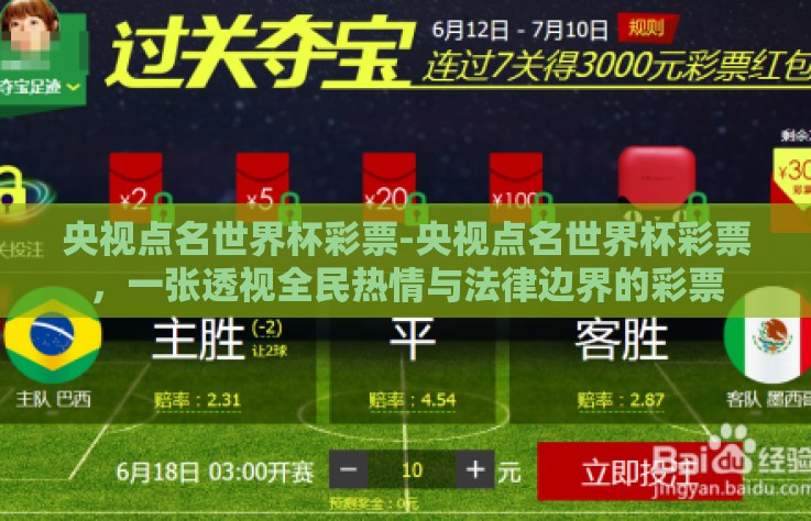 央视点名世界杯彩票-央视点名世界杯彩票，一张透视全民热情与法律边界的彩票
