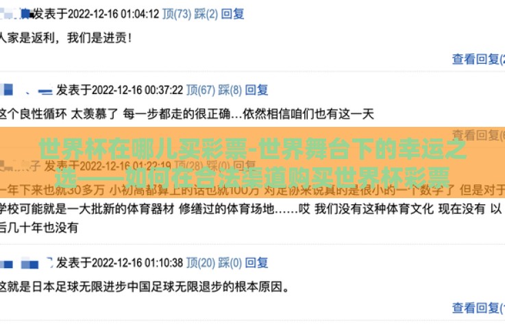 世界杯在哪儿买彩票-世界舞台下的幸运之选——如何在合法渠道购买世界杯彩票