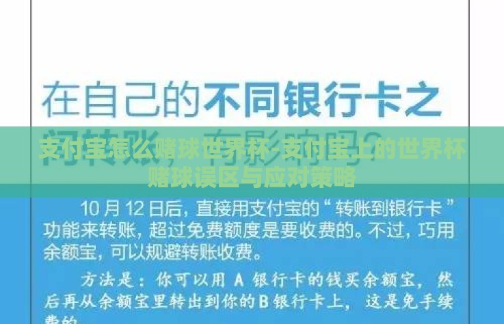支付宝怎么赌球世界杯-支付宝上的世界杯赌球误区与应对策略