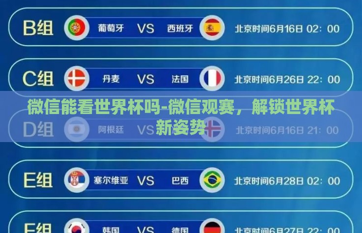 微信能看世界杯吗-微信观赛，解锁世界杯新姿势
