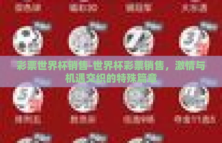 彩票世界杯销售-世界杯彩票销售，激情与机遇交织的特殊篇章