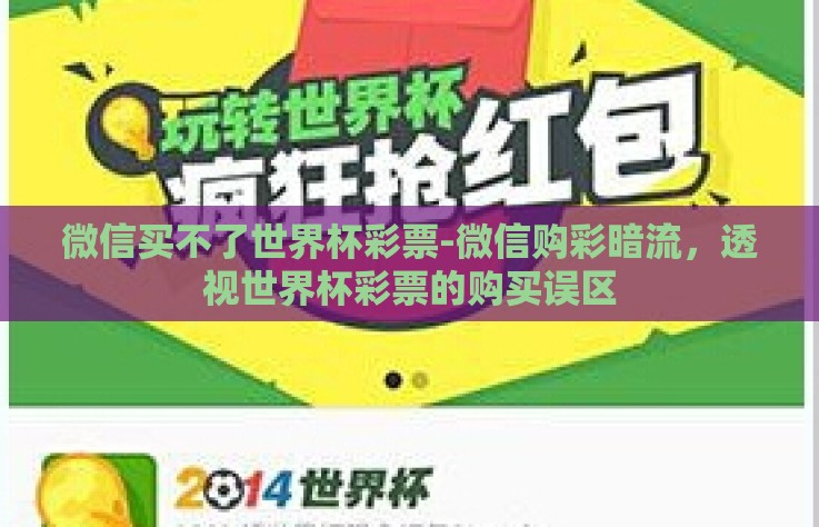 微信买不了世界杯彩票-微信购彩暗流，透视世界杯彩票的购买误区