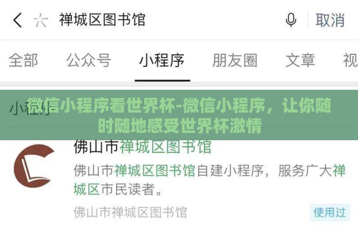 微信小程序看世界杯-微信小程序，让你随时随地感受世界杯激情