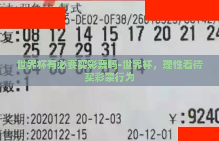 世界杯有必要买彩票吗-世界杯,理性看待买彩票行为 世界杯有必要买彩票吗-世界杯,理性看待买彩票行为