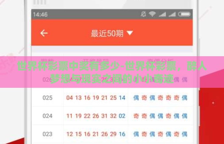世界杯彩票中奖有多少-世界杯彩票，醉人梦想与现实之间的小小奇迹