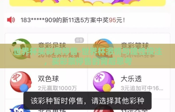 世界杯买彩票停售-世界杯激情与理性投注,买彩票停售的背后思考 世界杯买彩票停售-世界杯激情与理性投注,买彩票停售的背后思考