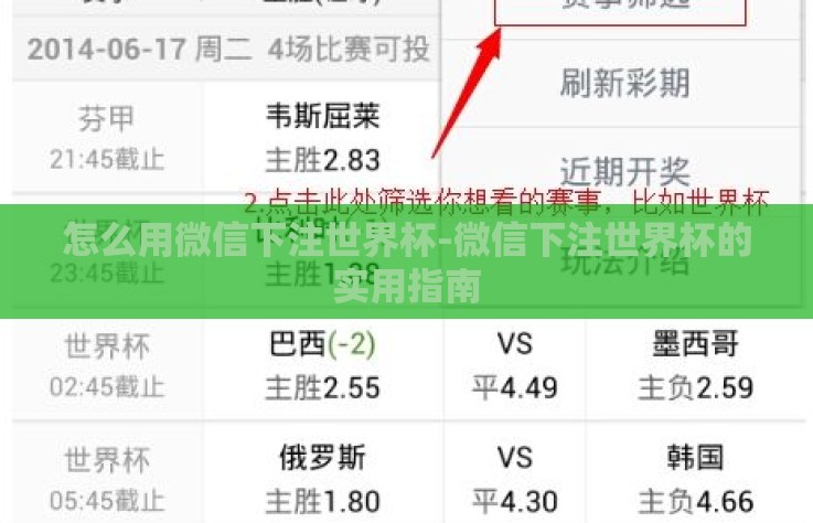 怎么用微信下注世界杯-微信下注世界杯的实用指南