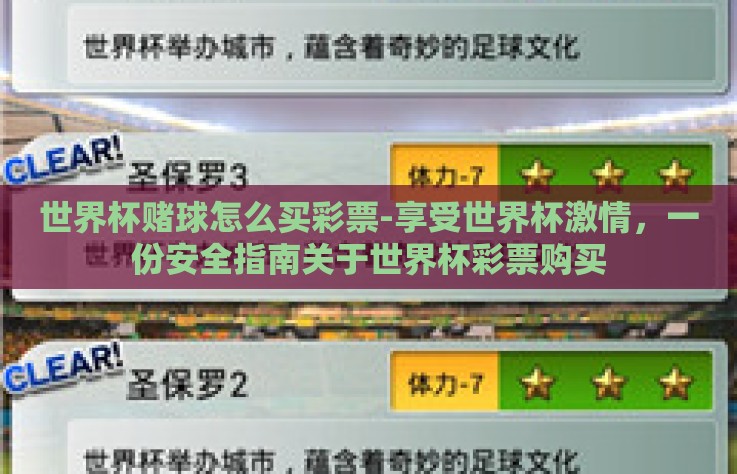 世界杯赌球怎么买彩票-享受世界杯激情，一份安全指南关于世界杯彩票购买