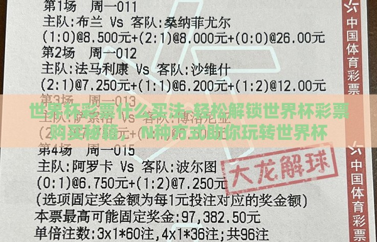 世界杯彩票什么买法-轻松解锁世界杯彩票购买秘籍， N种方式助你玩转世界杯