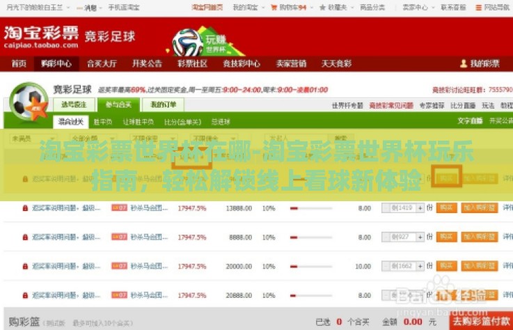 淘宝彩票世界杯在哪-淘宝彩票世界杯玩乐指南，轻松解锁线上看球新体验