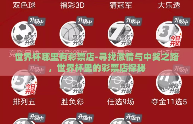 世界杯哪里有彩票店-寻找激情与中奖之路，世界杯里的彩票店探秘