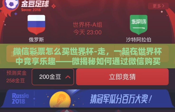 微信彩票怎么买世界杯-走，一起在世界杯中竞享乐趣——微揭秘如何通过微信购买彩票